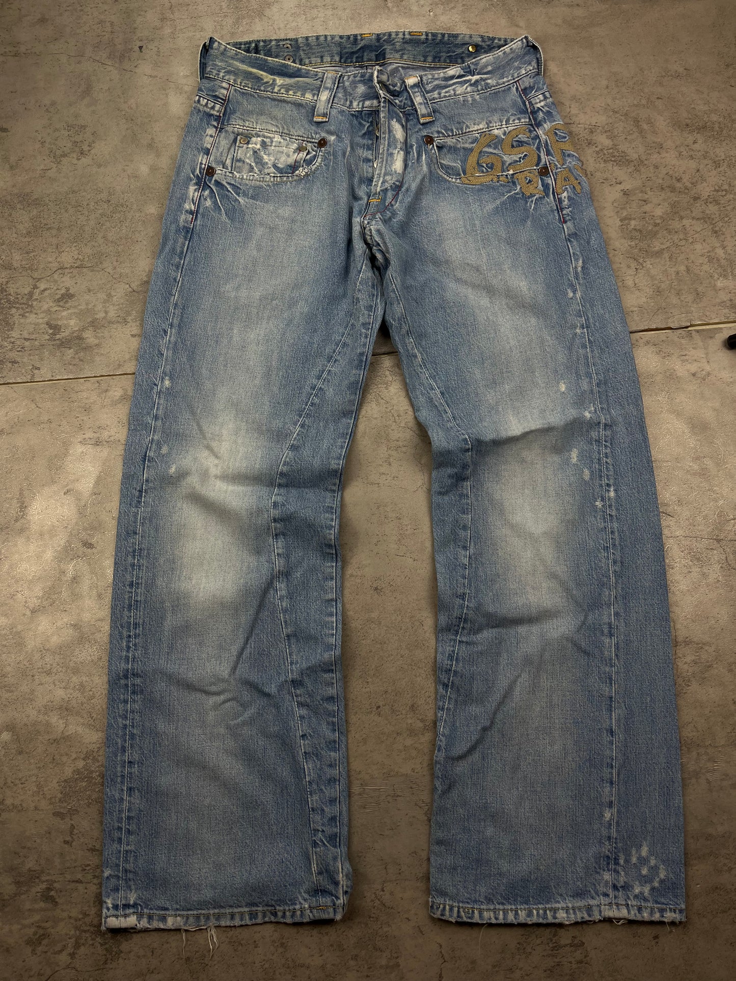 G-Star Raw Denim baggy Jeans crazy Waschung Front & Backprint
