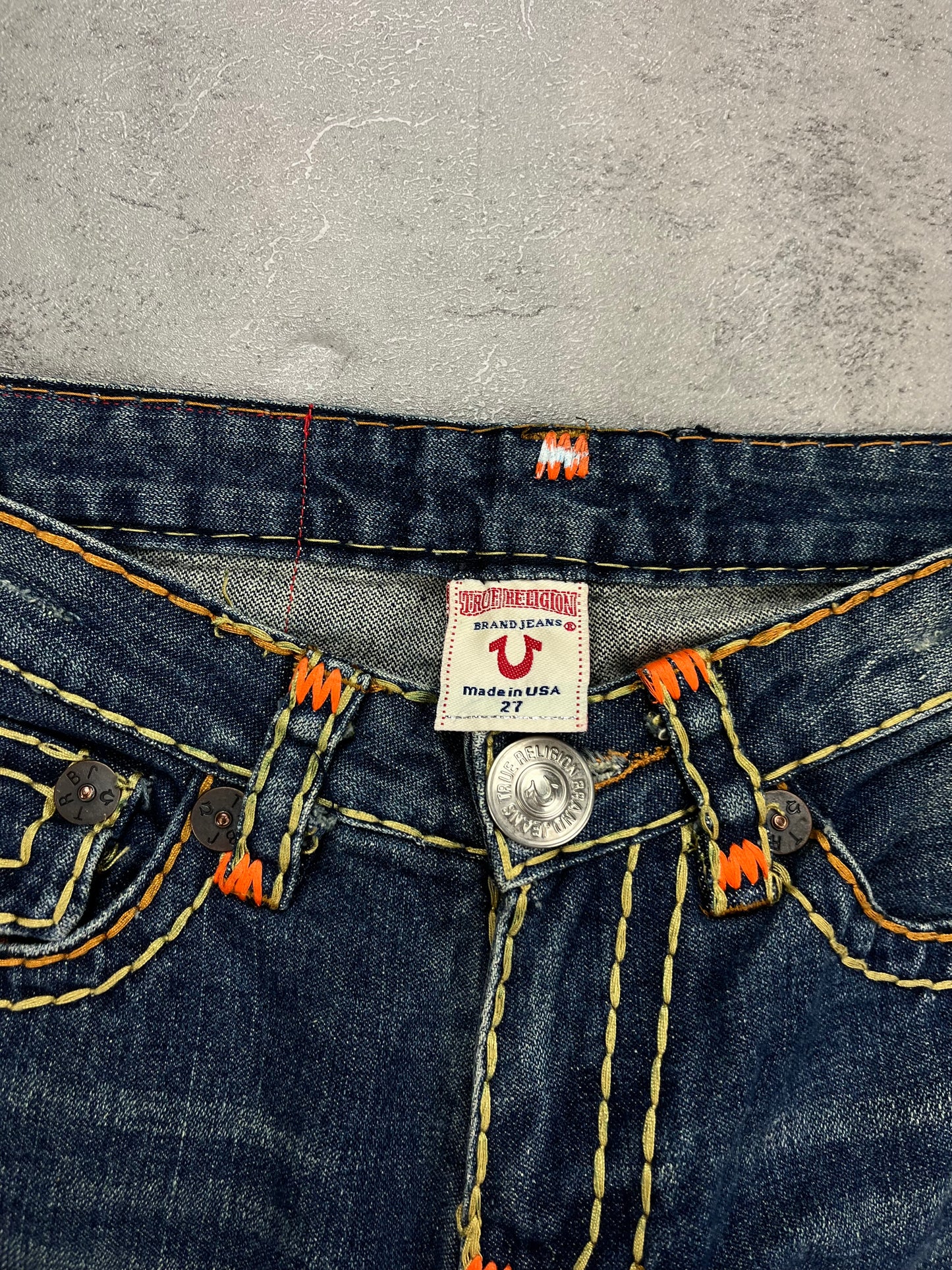 True Religion Bootcut Baggy Embroidered Denim Jeans