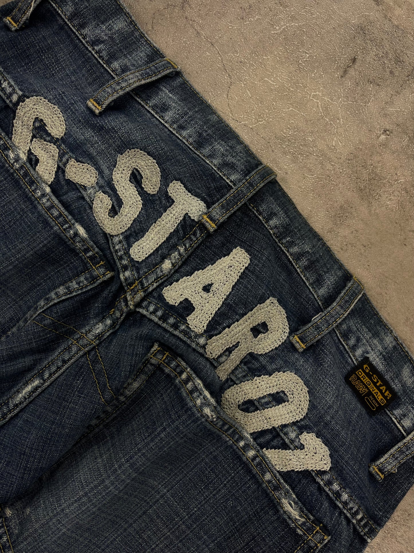 Vintage G-Star RAW Y2k Backprint Pasha Style Embroidered Baggy Jeans