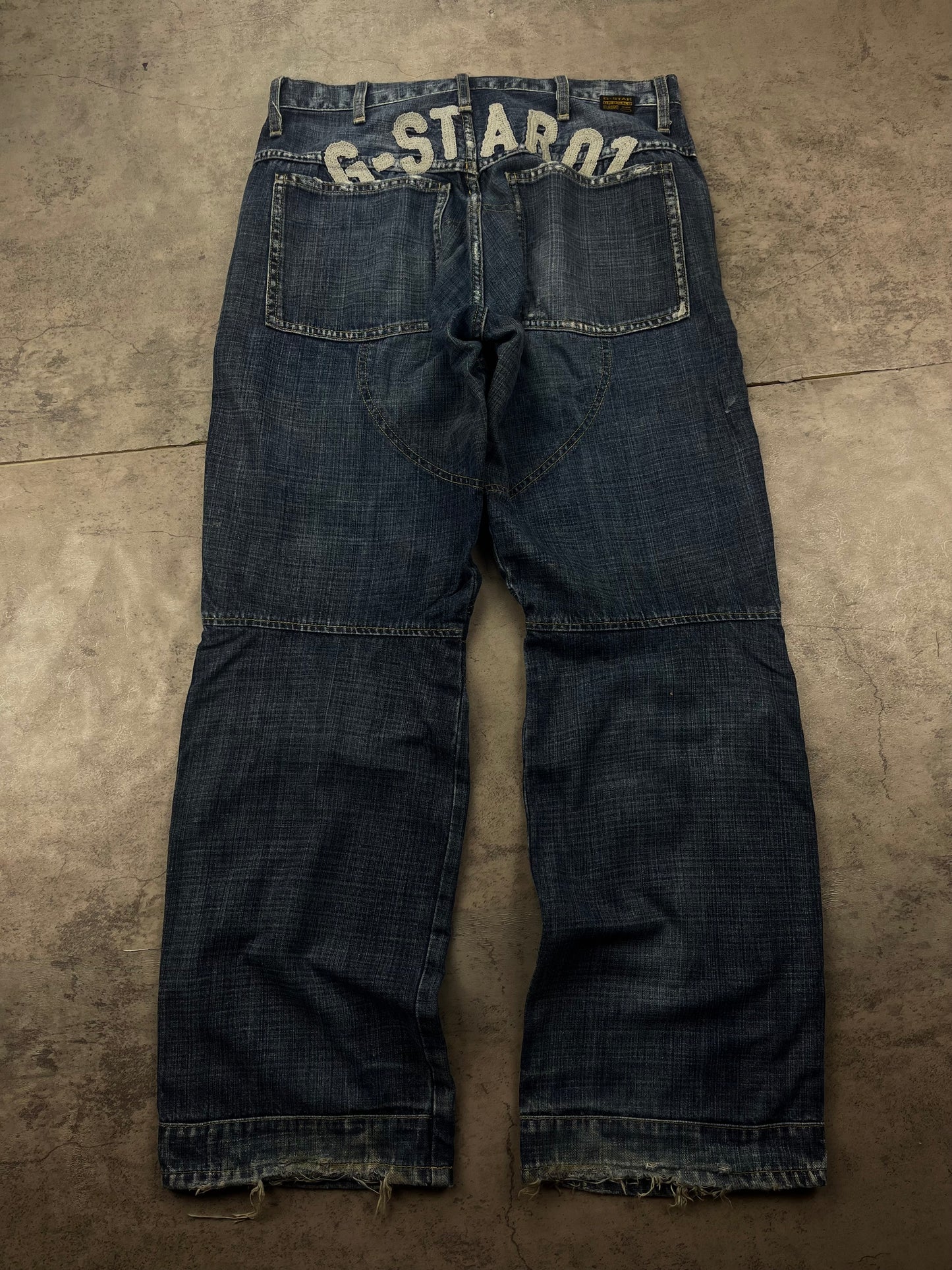 Vintage G-Star RAW Y2k Backprint Pasha Style Embroidered Baggy Jeans