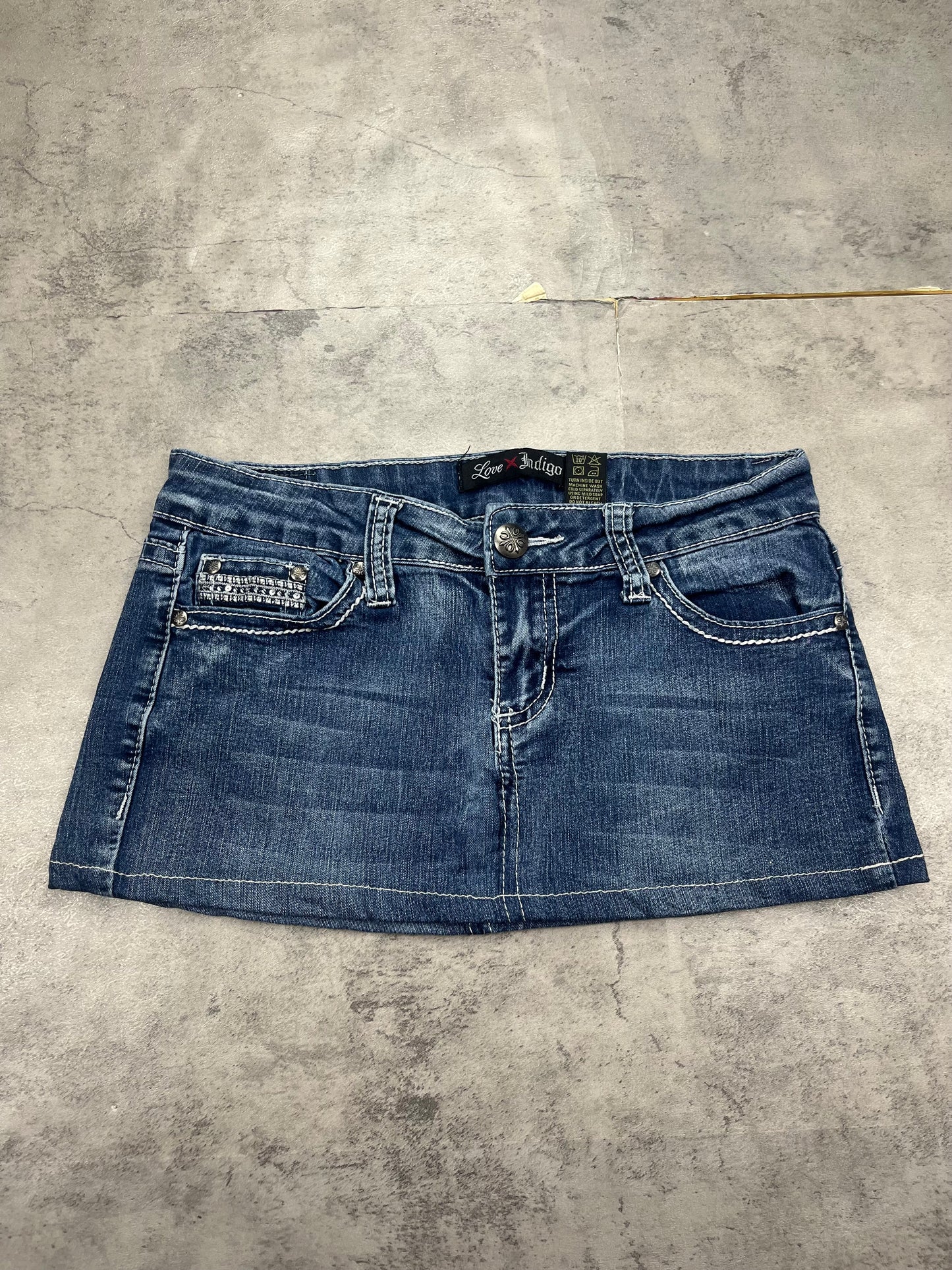 Mini Love indigo Y2k Vintage Jeans Rock