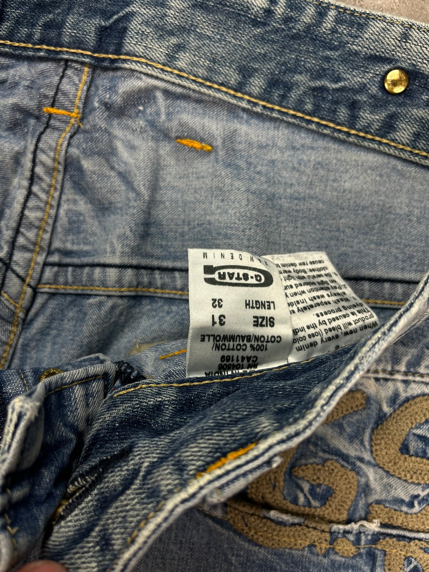 G-Star Raw Denim baggy Jeans crazy Waschung Front & Backprint