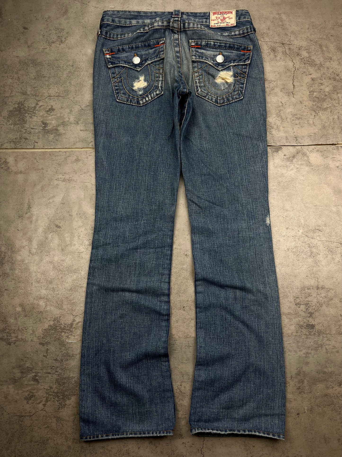 True Religion Y2K Retro Low Waist Bootcut Flared Denim Rare Disstresed