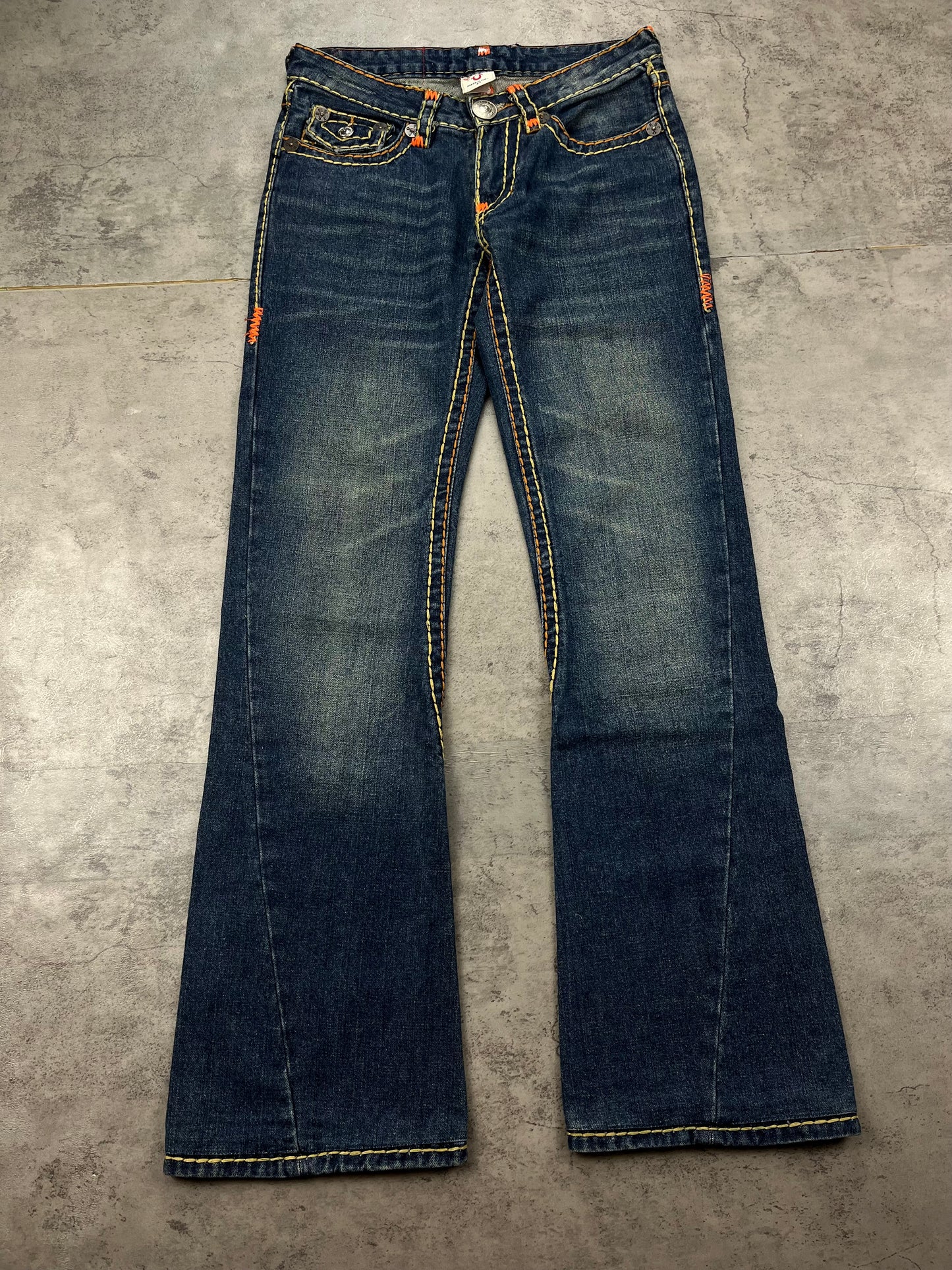 True Religion Bootcut Baggy Embroidered Denim Jeans