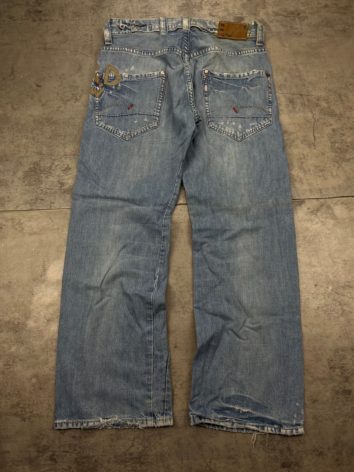 G-Star Raw Denim baggy Jeans crazy Waschung Front & Backprint