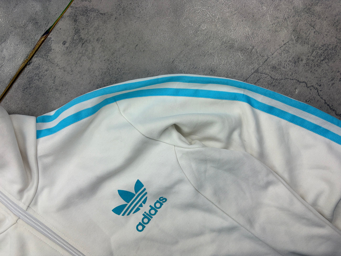 Vintage Adidas Firbird Jacke Weiß Blau