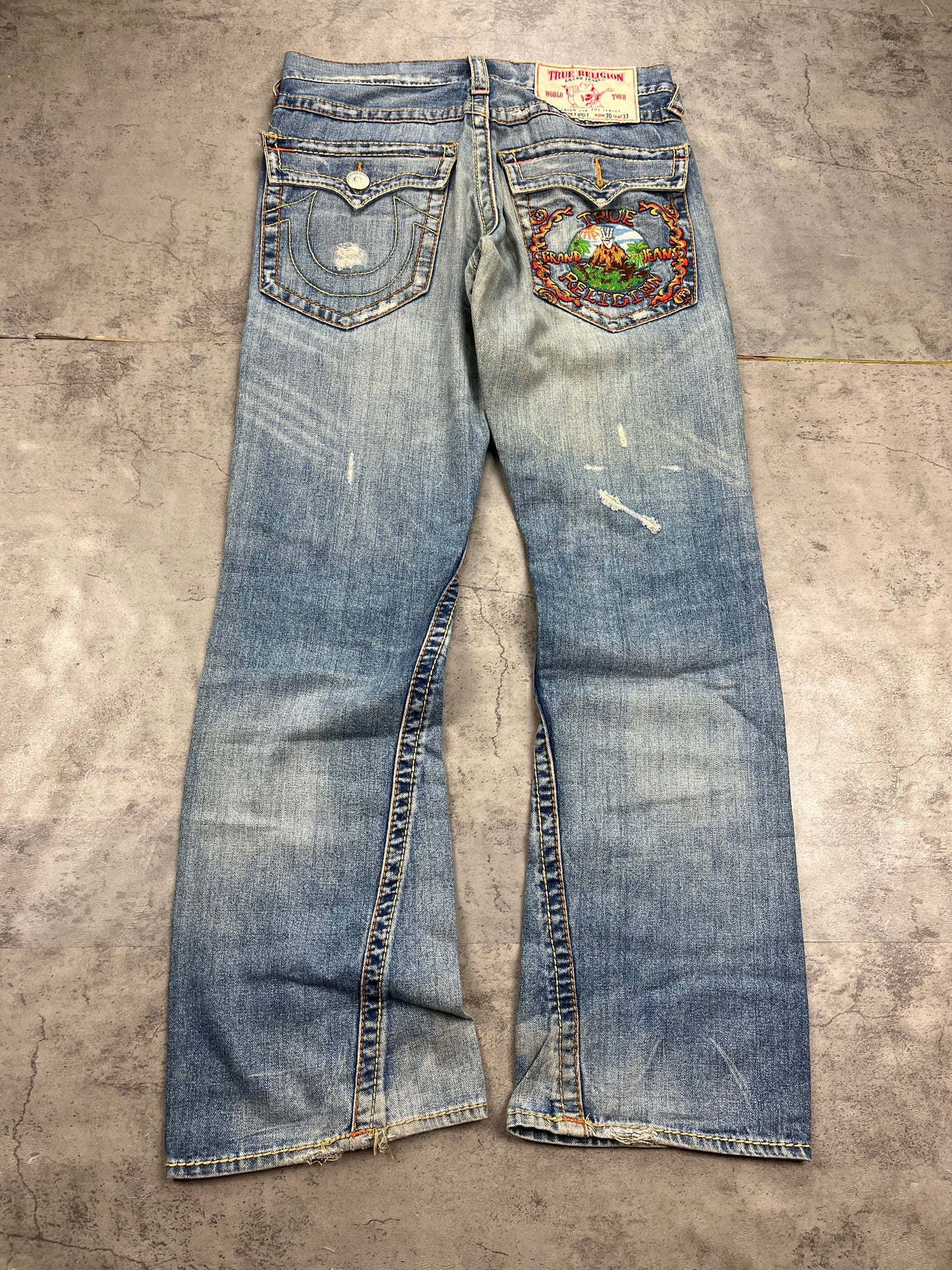 Ultra Rear Embroidered True Religion Baggy Jeans Bootcut