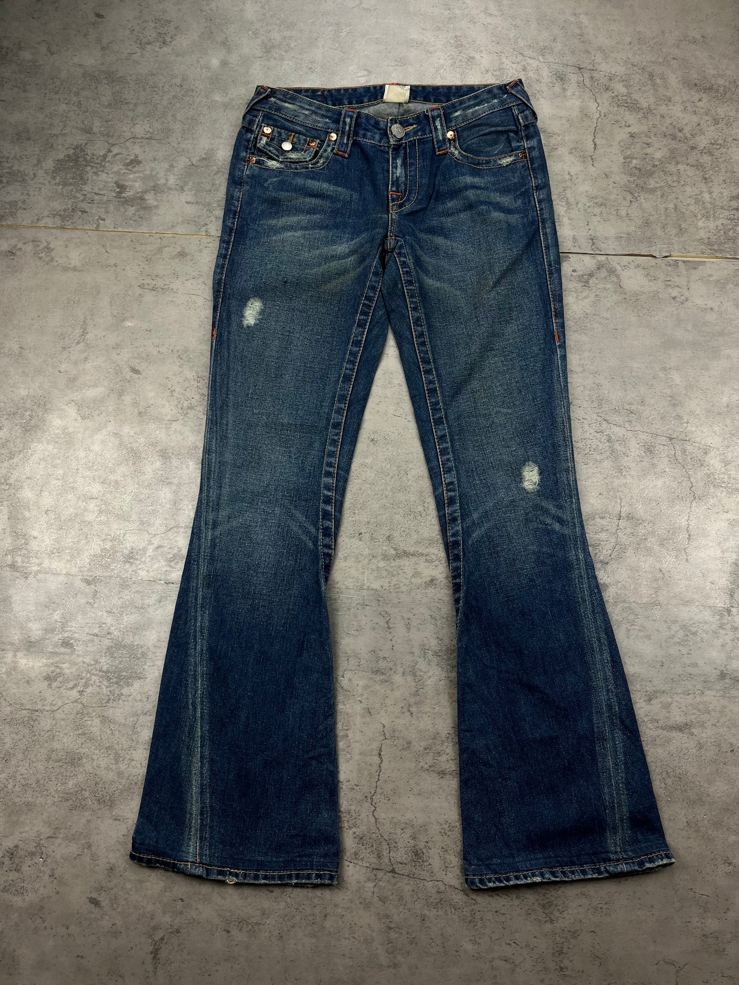 Embroidered True Religion Lowwaist Bootcut Y2k Flared Jeans
