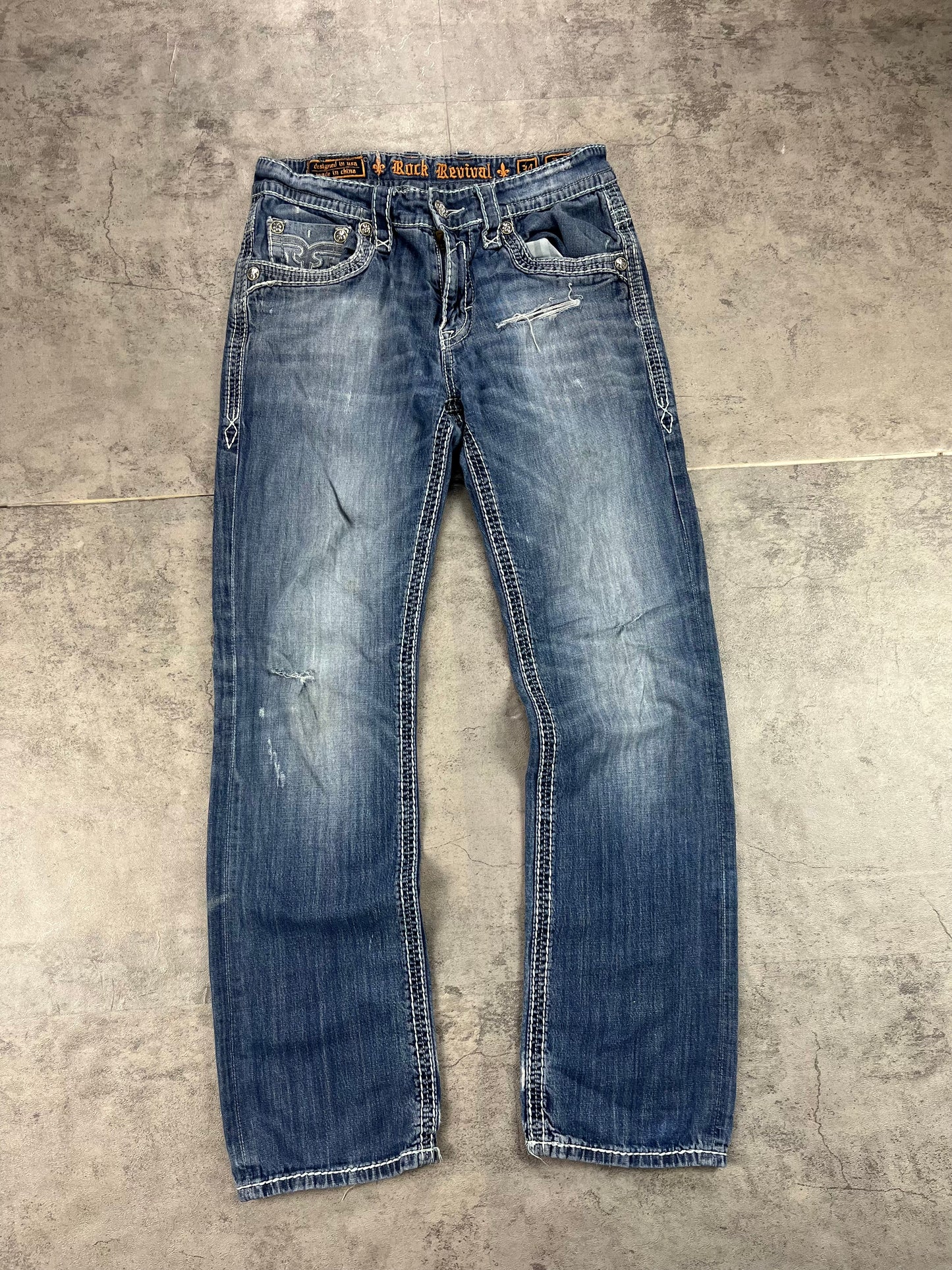 Vintage Y2k Rock Revival Baggy Jeans W34