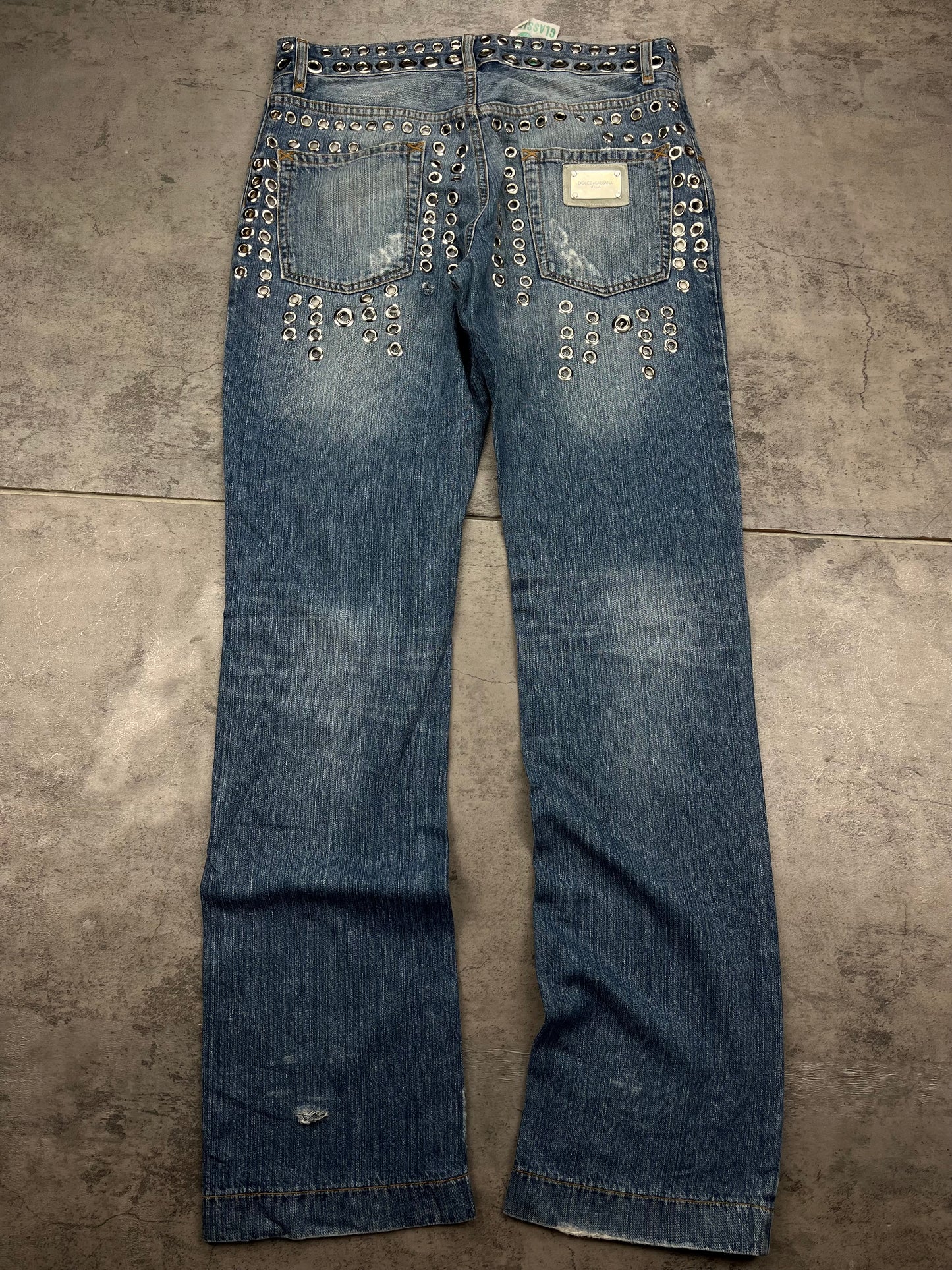 Dolce Gabbana Y2k Rare Denim mit Nieten Metallaugen