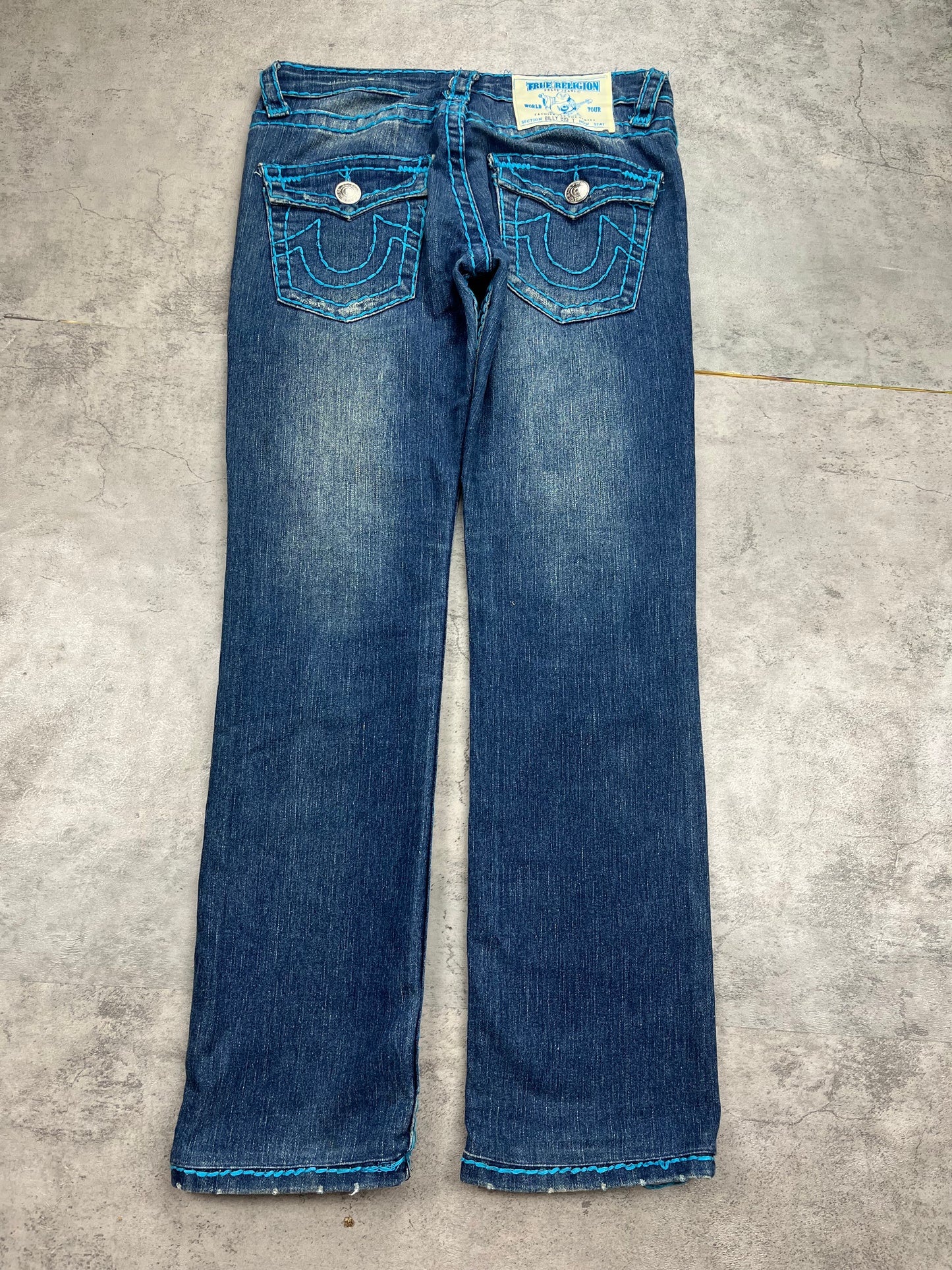 Vintage Straight True Religion Jeans with Blue Sews