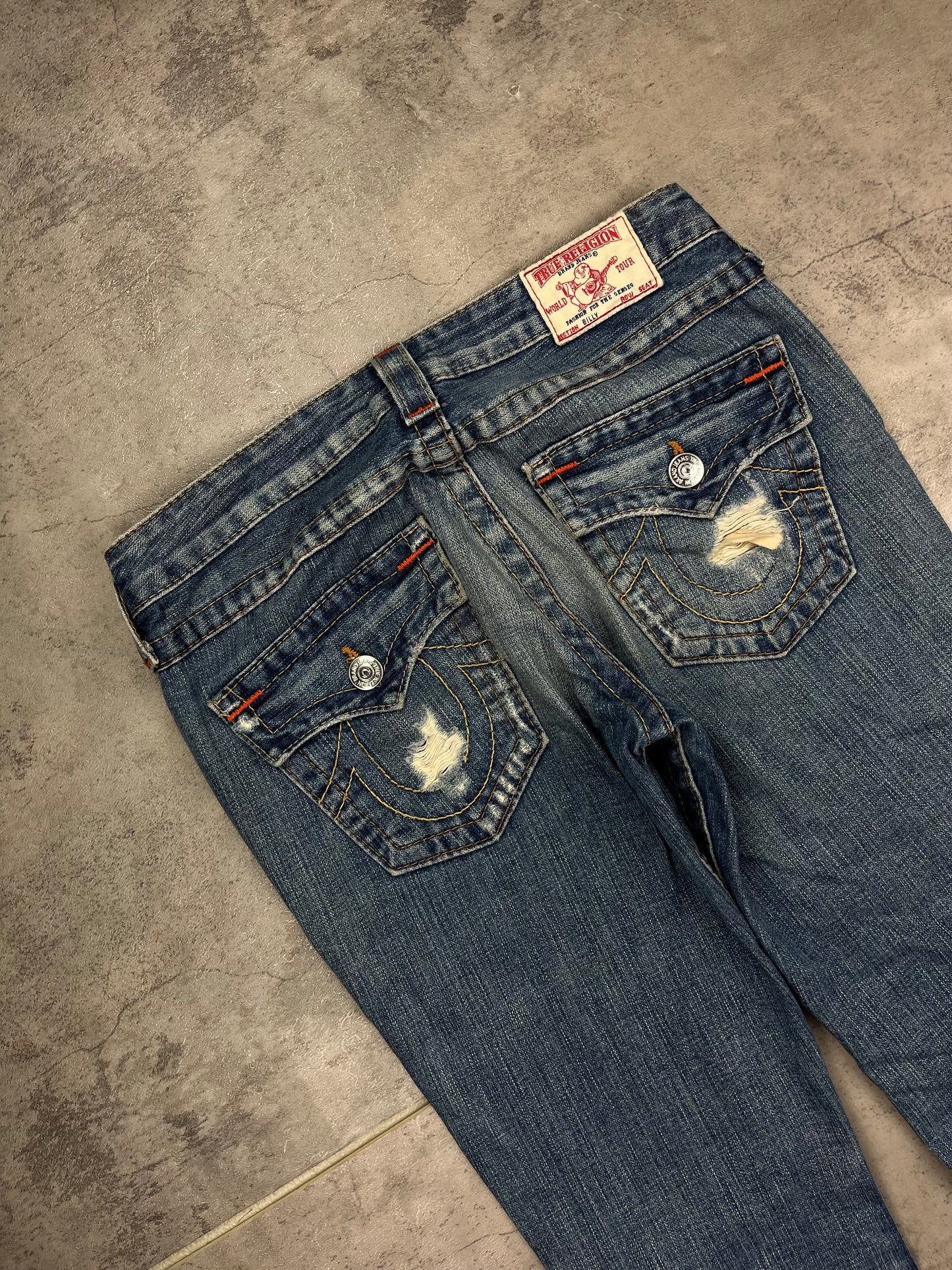 True Religion Y2K Retro Low Waist Bootcut Flared Denim Rare Disstresed