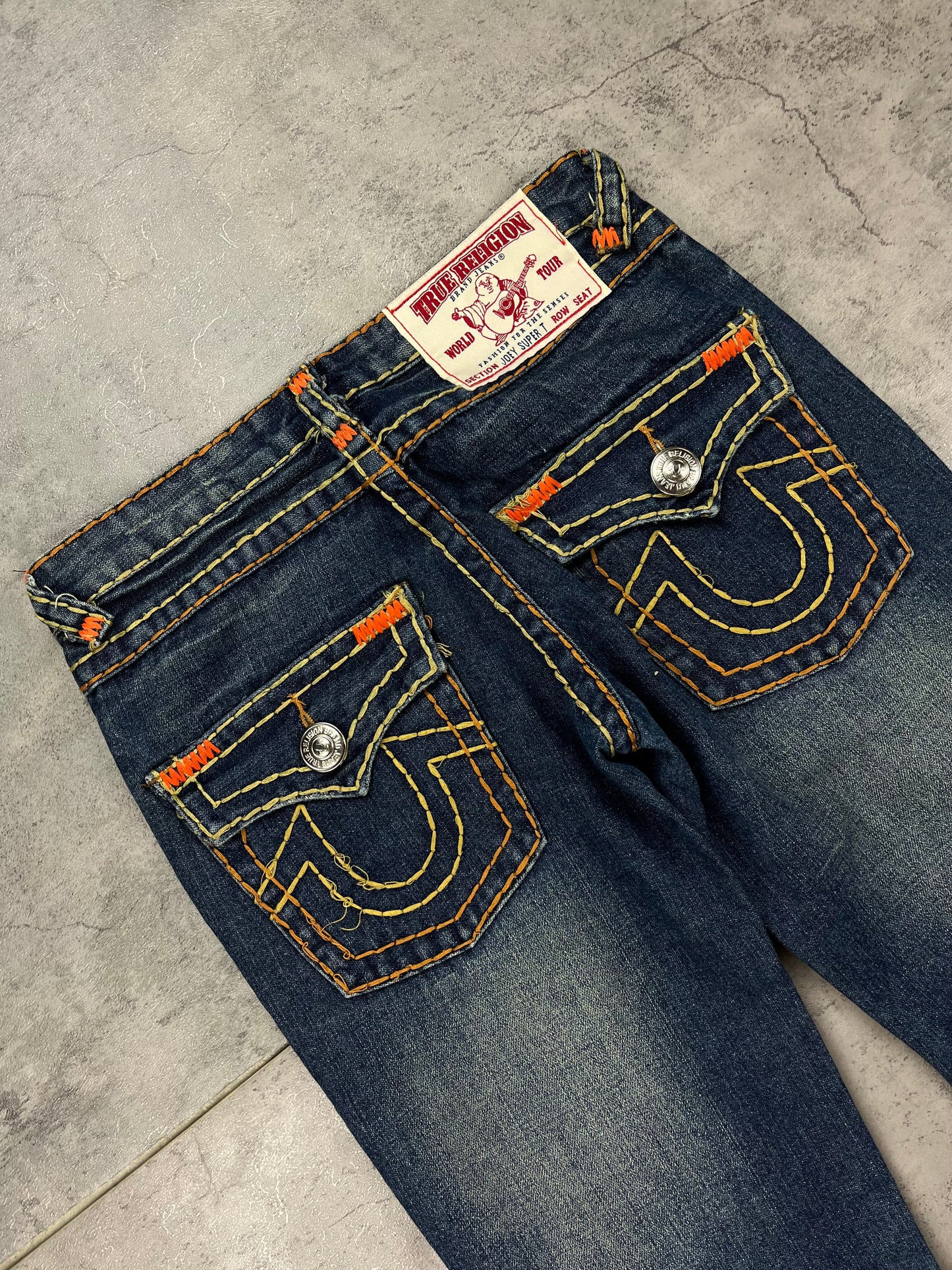 True Religion Bootcut Baggy Embroidered Denim Jeans