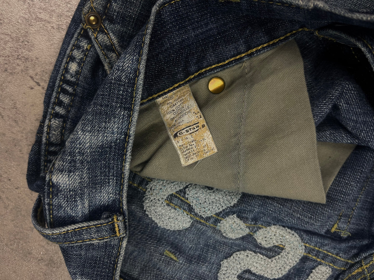Vintage G-Star RAW Y2k Backprint Pasha Style Embroidered Baggy Jeans