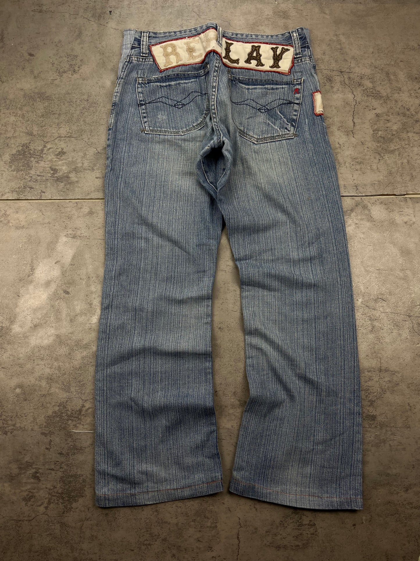 Vintage Replay Y2k Embroidered Denim Straight Baggy Jeans