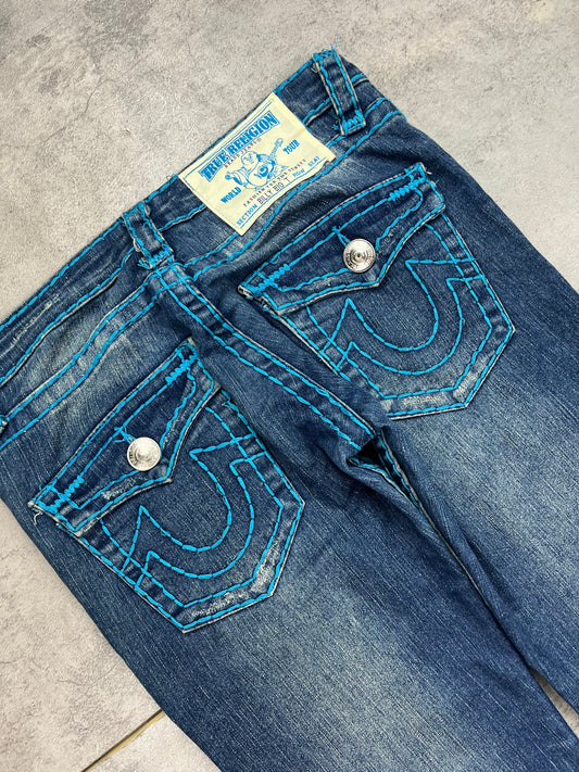 Vintage Straight True Religion Jeans with Blue Sews