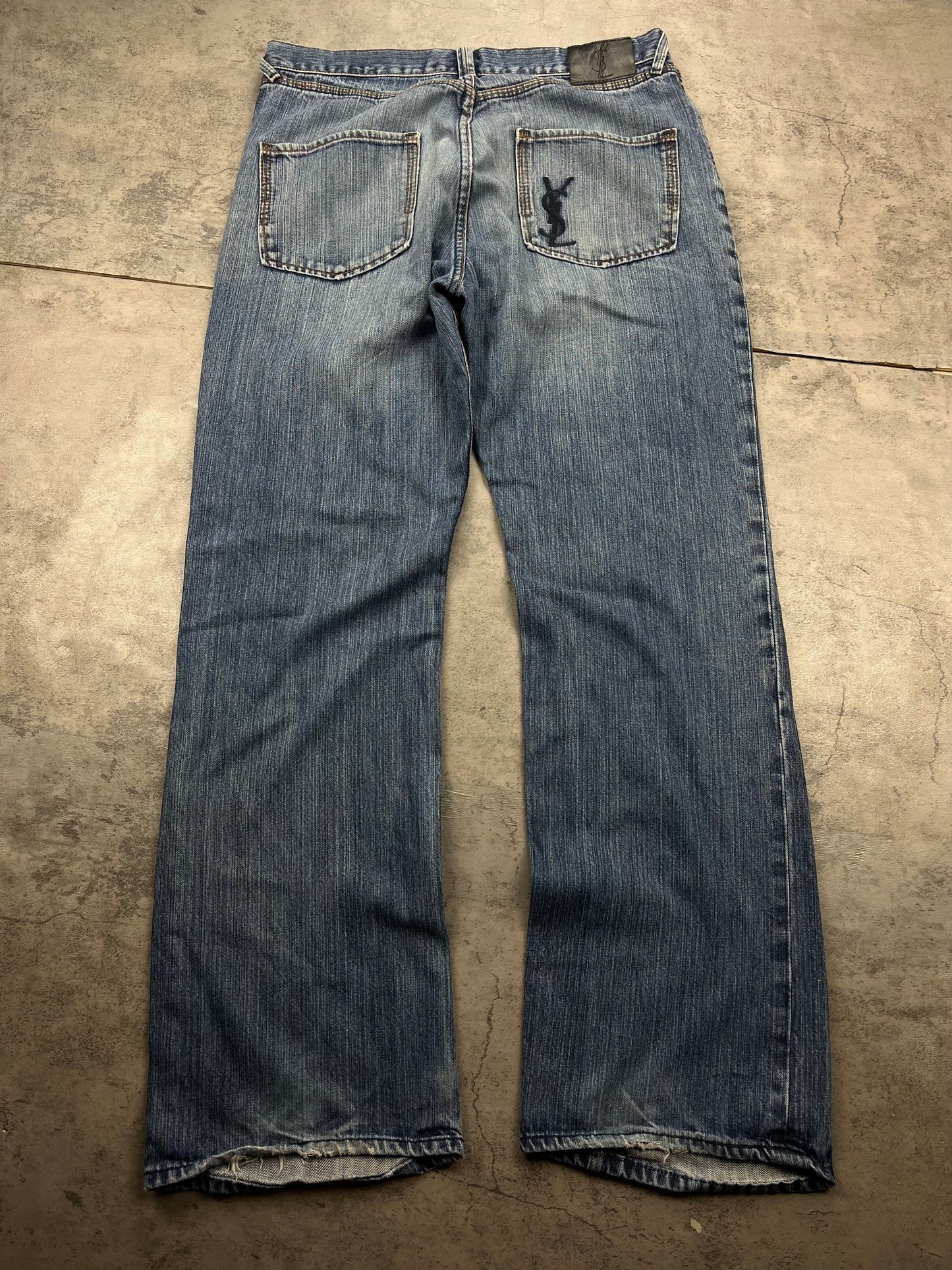 Vintage Ysl Dolce Gabbana Style Baggy Jeans Straight Rare Embroidered
