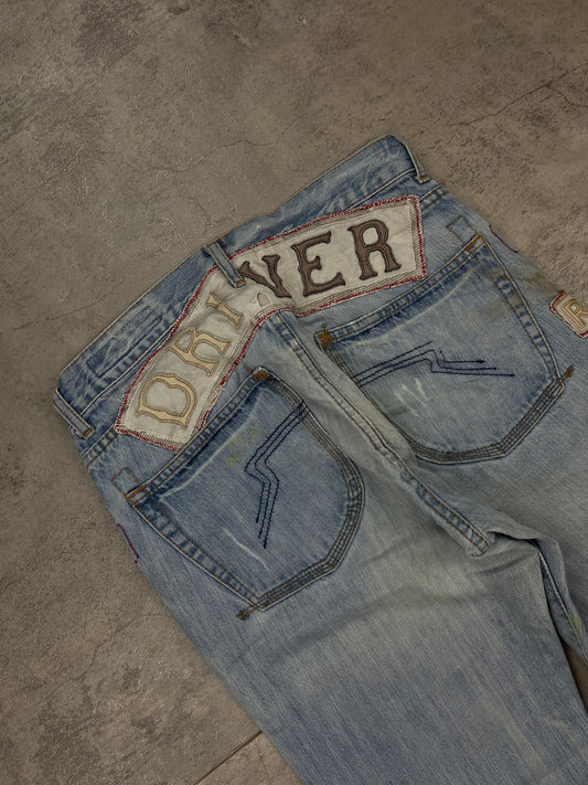 Vintage Baggy Y2k Embroidered Backprint Denim Jeans