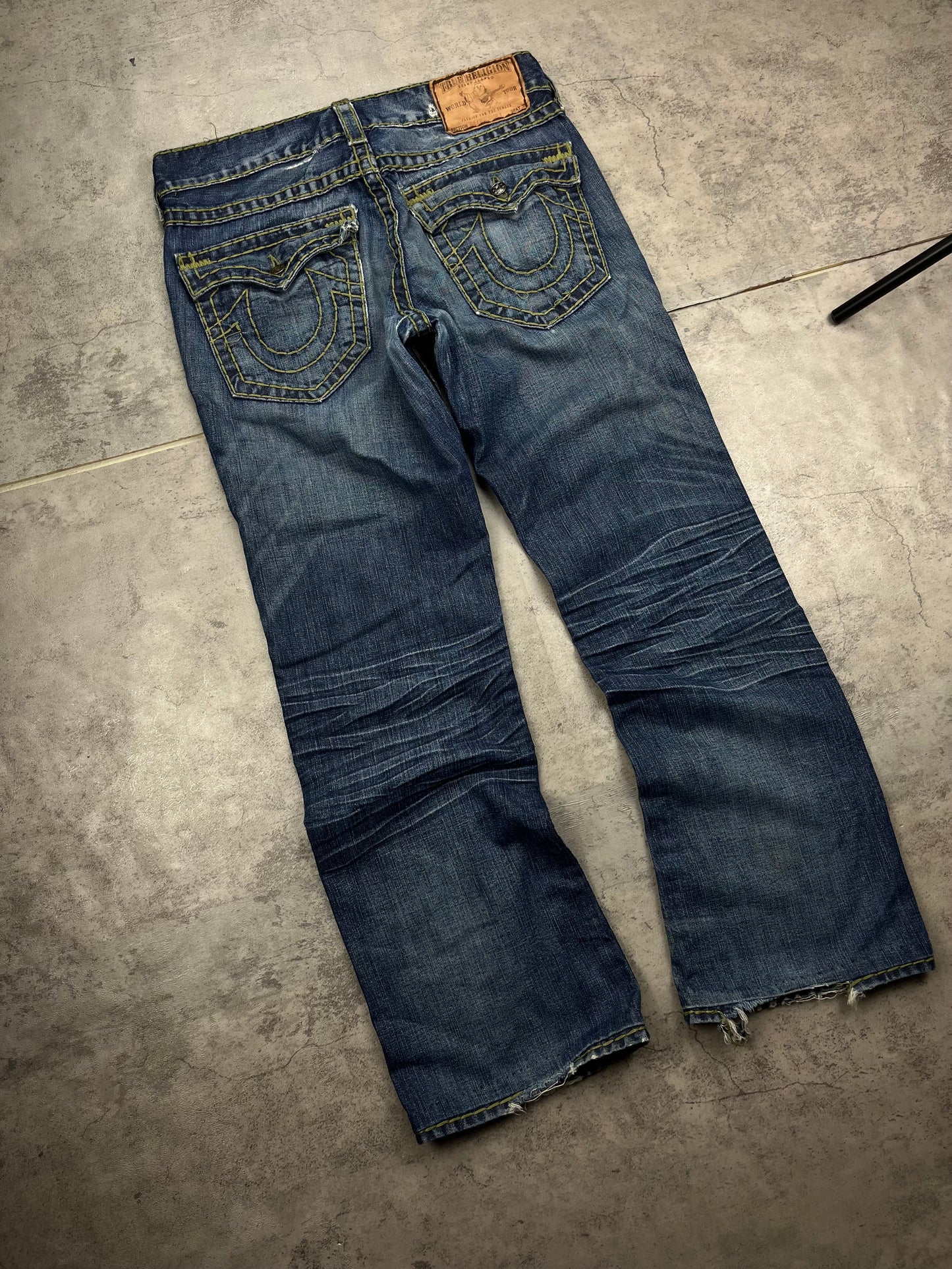 Y2K Vintage True Religion Men’s Baggy Denim Jeans 2000s Street Style