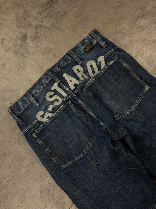 Vintage G-Star RAW Y2k Backprint Pasha Style Embroidered Baggy Jeans