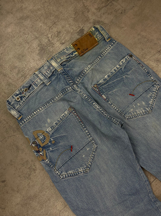 G-Star Raw Denim baggy Jeans crazy Waschung Front & Backprint
