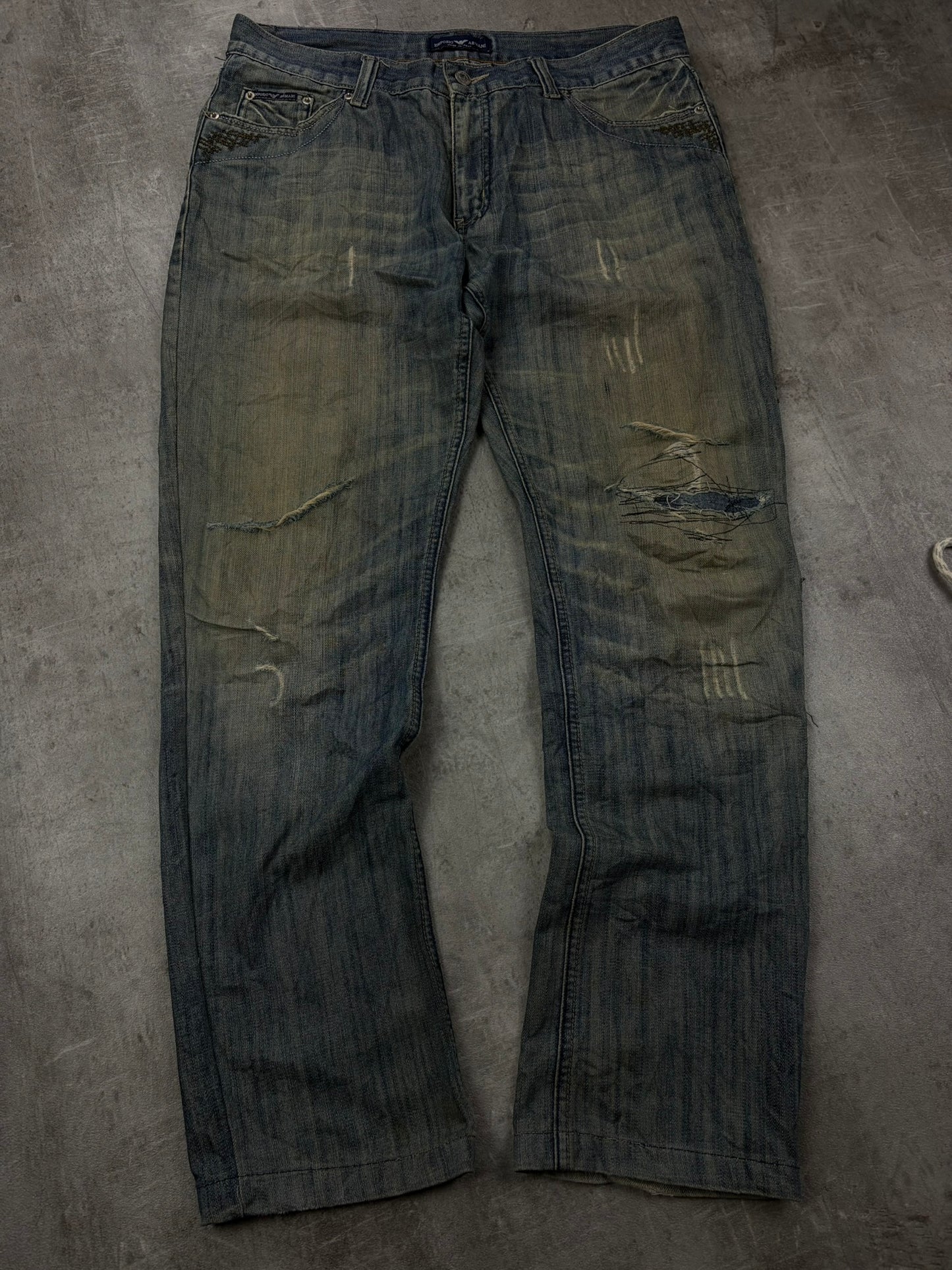 Armani Y2k Pasha Style Heavy Denim Baggy Jeans