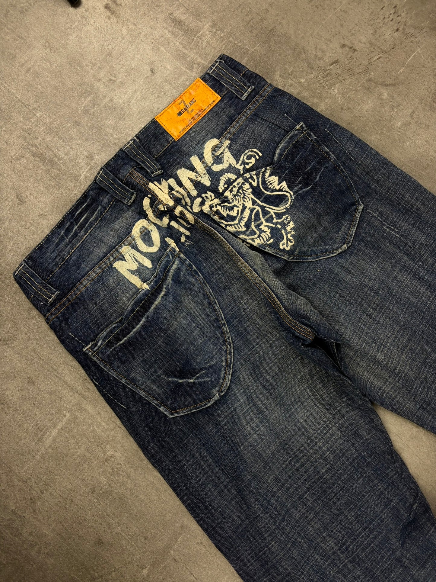 Vintage Rare Backprint Baggy Flared Jeans